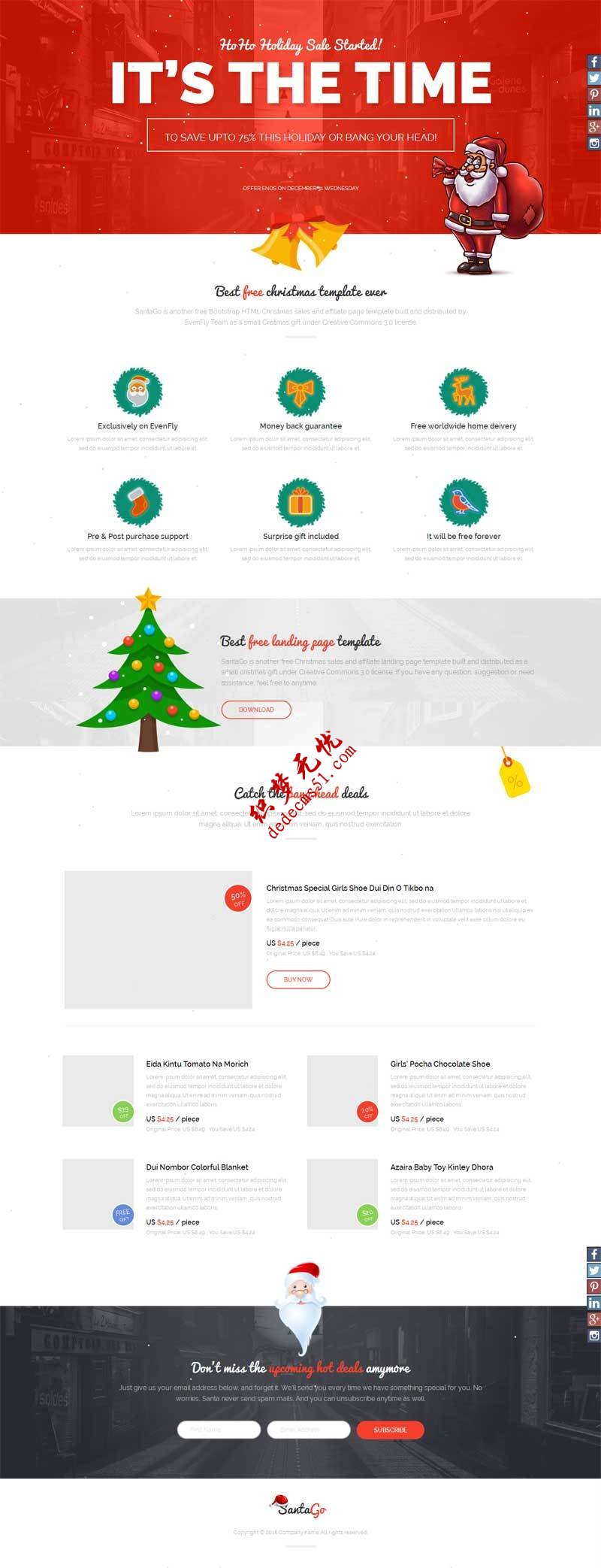 html5国外商品促销圣诞节html专题模板下载下载自适应手机
