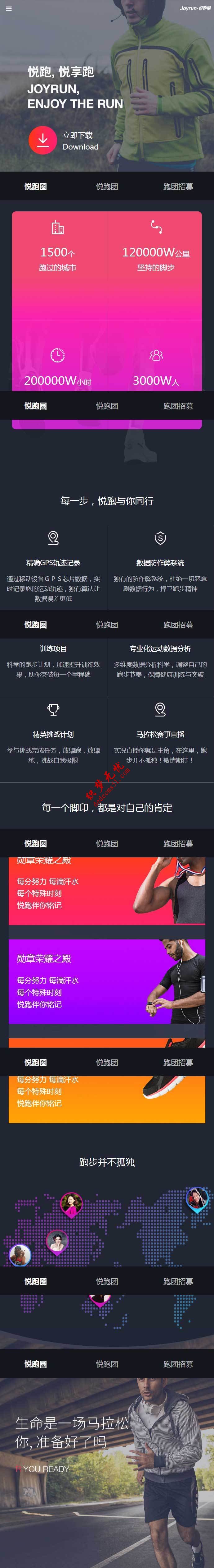 仿悦跑圈健身APP手机界面模板html源码模板下载