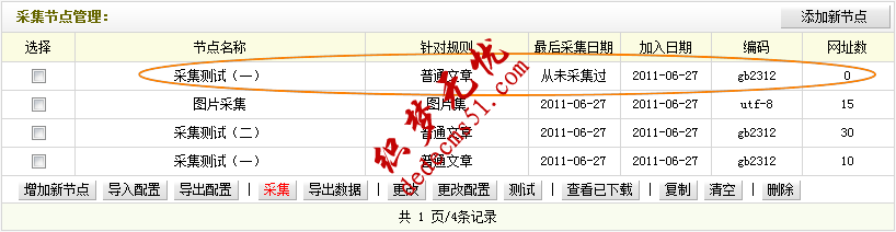 织梦模板下载dede源码采集规则的教程:采集节点的管理(图6)