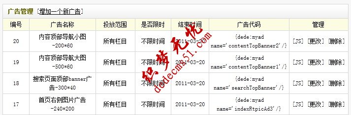 织梦广告位管理注意事项(图1)