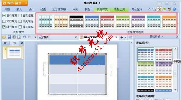 WPS PPT怎么选择表格样式(图2)