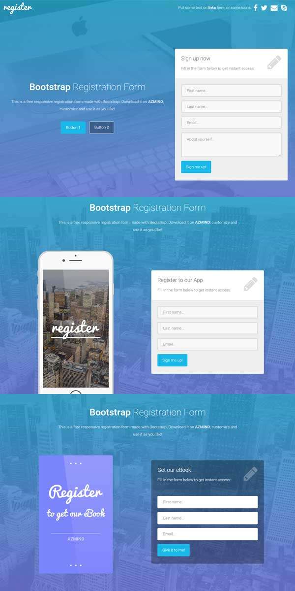 简单Bootstrap网站注册页面模板下载(图1)