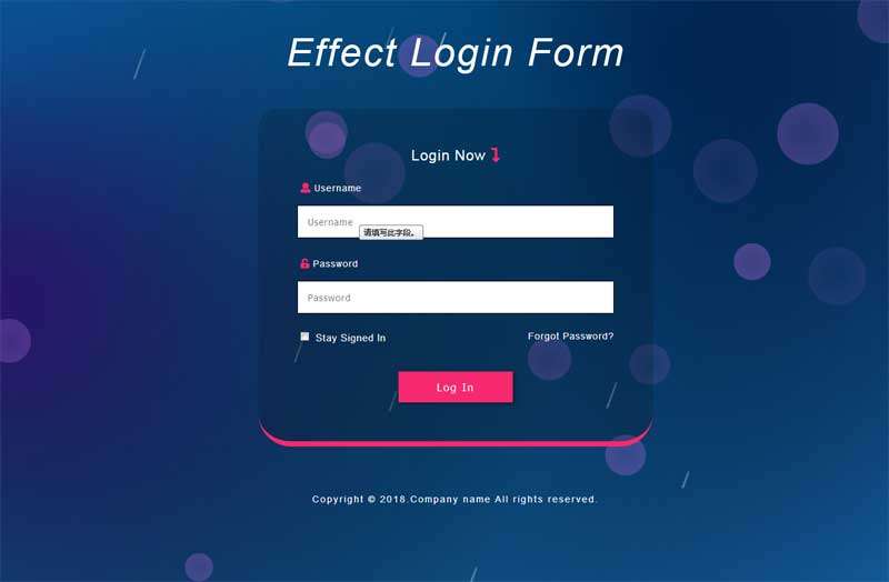 html5动态背景用户登录页面模板(图1)