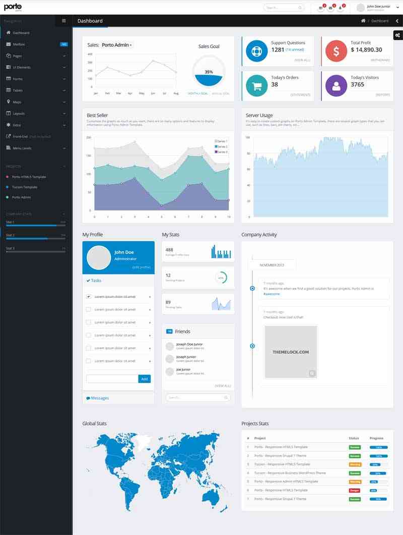 黑色的商城后台统计管理系统bootstrap模板(图1)