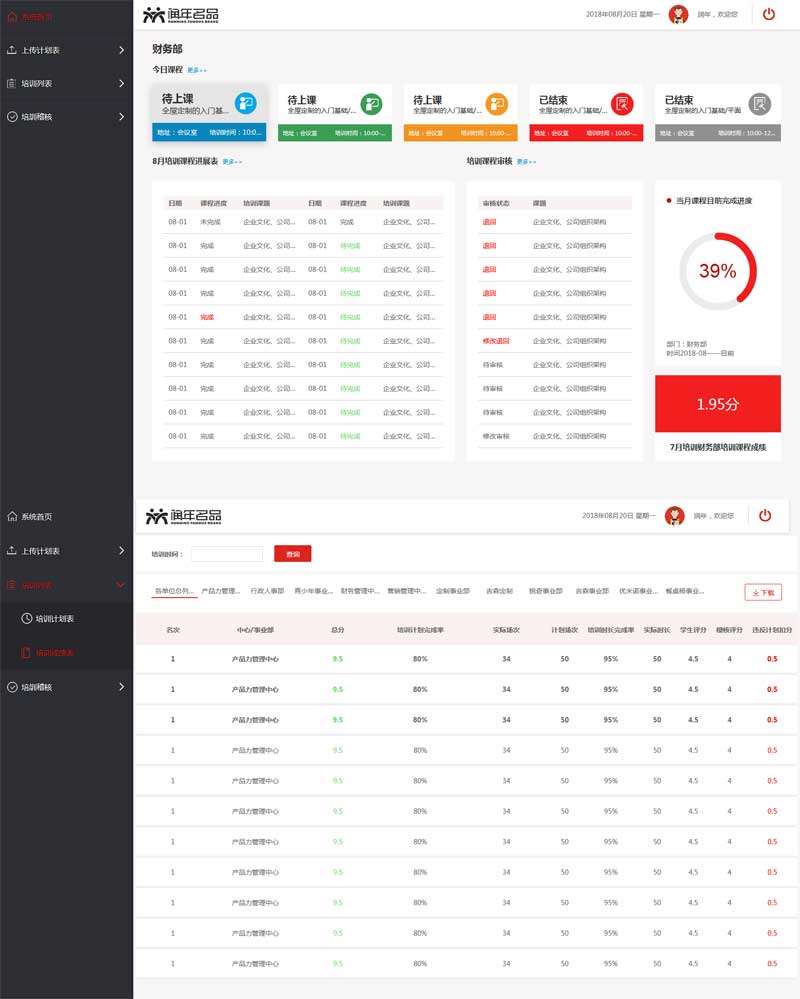 培训课程计划后台管理模板(图1)