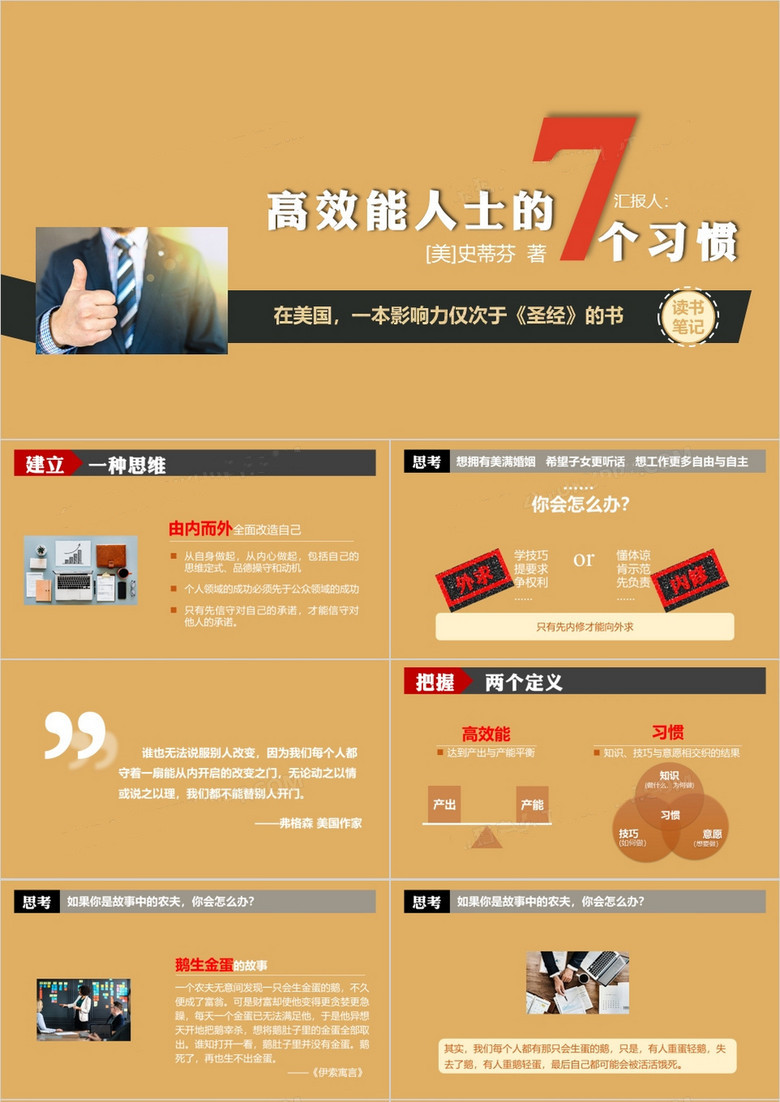 高效能人士的7个习惯读书笔记PPT作品(图1)