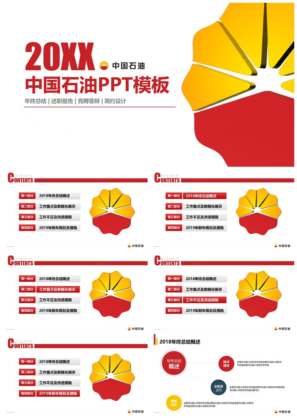 中国石油年终总结述职报告PPT模板(图1)