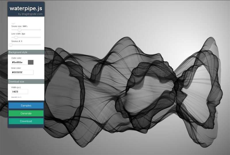 html5 waterpipe.js烟雾背景图片生成器下载