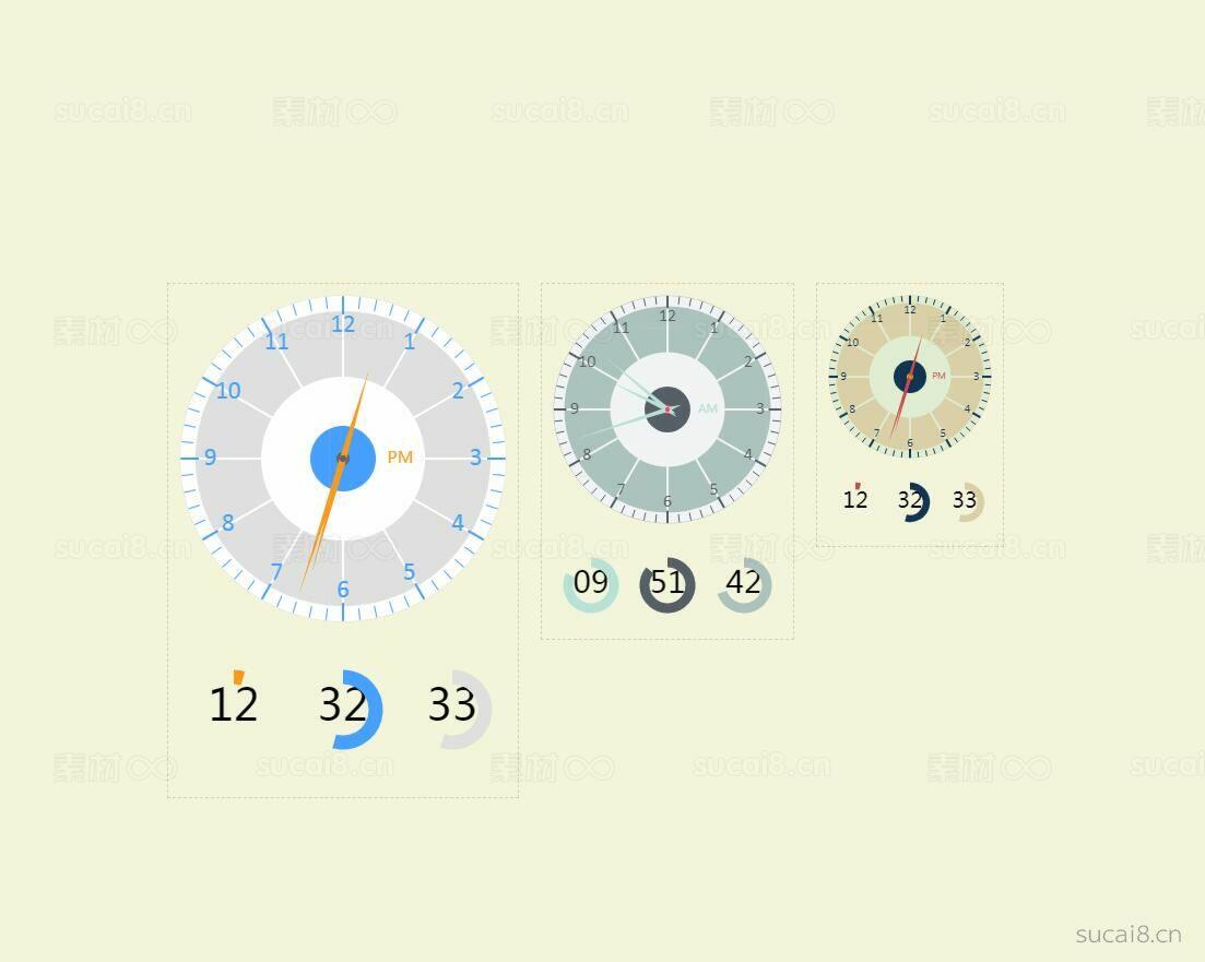 三款模拟时钟特效基于html5包含日期- 素材8