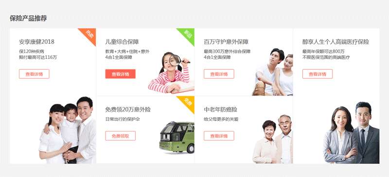 div css保险产品网格布局代码(图1)