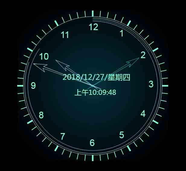 html5 canvas圆盘时钟样式特效(图1)