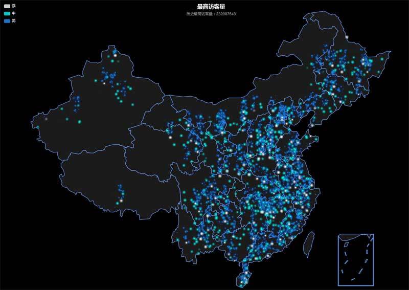 echarts全国热点分布高亮地图特效(图1)