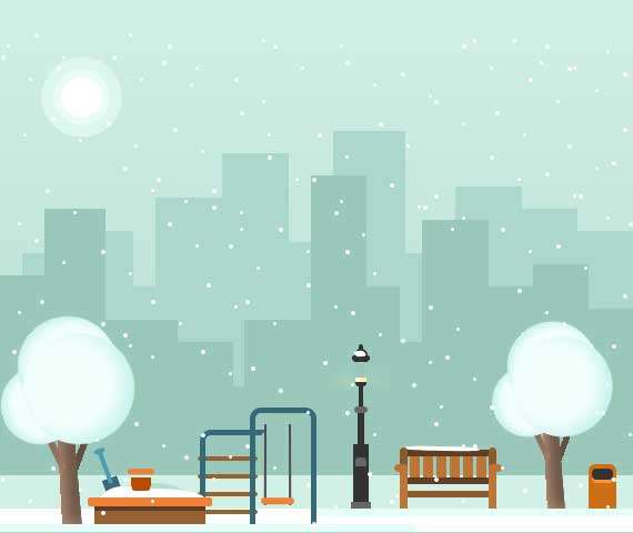 纯css3冬天公园飘雪动画场景特效(图1)