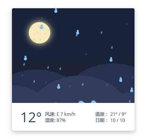 css3天气预报卡片特效(图1)