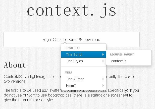 jQuery context.js鼠标点击右键弹出菜单选项(图1)