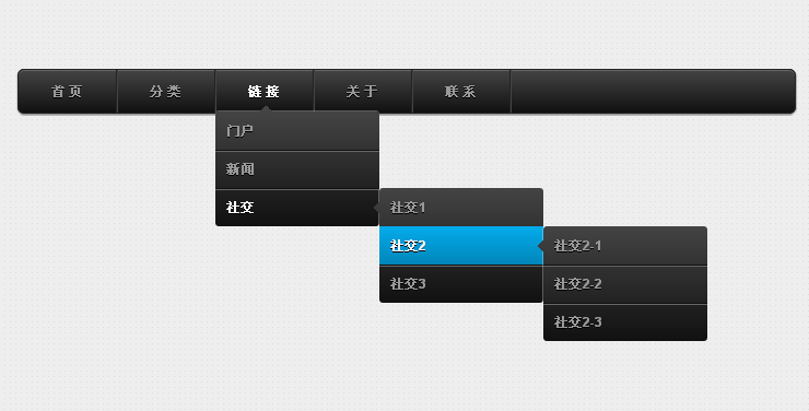 jQuery css3黑色的多级导航菜单下拉列表代码(图1)