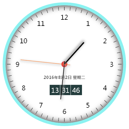 html5 css3带日期的圆形数字电子时钟代码(图1)