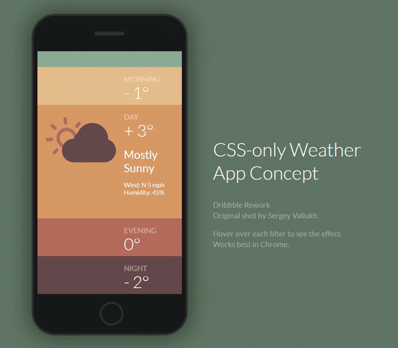 纯css3天气手机app界面代码(图1)