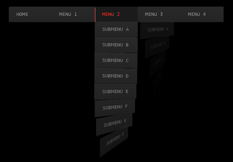 黑色css3导航栏下拉菜单动画特效(图1)