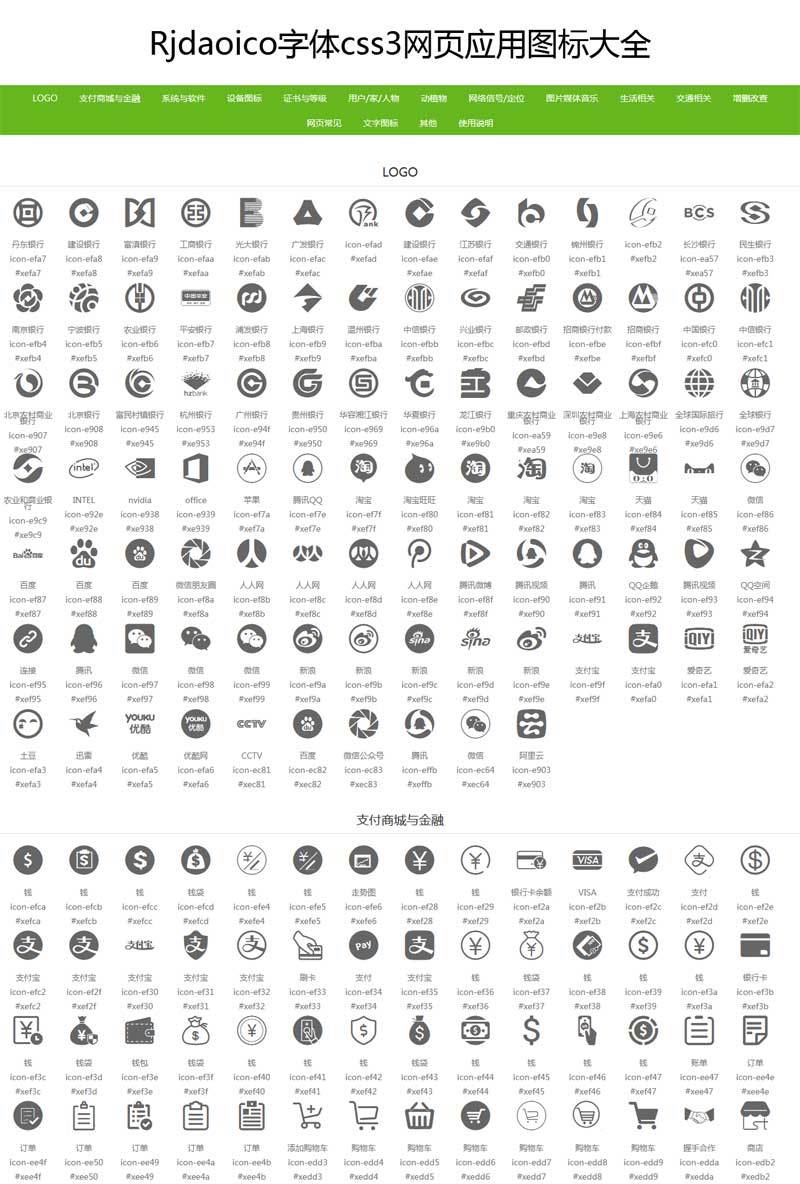 css3制作Rjdaoico字体网页应用图标大全(图1)